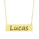 Colar Nome Personalizado Chapinha Gravação Lucas Banhado Ouro 18K - 999004075