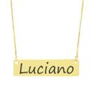 Colar Nome Personalizado Chapinha Gravação Luciano Banhado Ouro 18K - 999004077