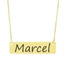 Colar Nome Personalizado Chapinha Gravação Marcel Banhado Ouro 18K - 999004080