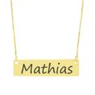 Colar Nome Personalizado Chapinha Gravação Mathias Banhado Ouro 18K - 999004211