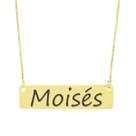 Colar Nome Personalizado Chapinha Gravação Moisés Banhado Ouro 18K - 999004092