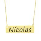 Colar Nome Personalizado Chapinha Gravação Nícolas Banhado Ouro 18K - 999004099