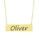 Colar Nome Personalizado Chapinha Gravação Oliver Banhado Ouro 18K - 999004212