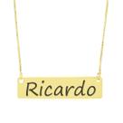 Colar Nome Personalizado Chapinha Gravação Ricardo Banhado Ouro 18K - 999004115 Colar Nome Personalizado Chapinha Gravação Ricardo Banhado Ouro 18K - 999004115