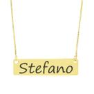 Colar Nome Personalizado Chapinha Gravação Stefano Banhado Ouro 18K - 999004123