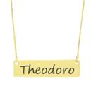 Colar Nome Personalizado Chapinha Gravação Theodoro Banhado Ouro 18K - 999004215