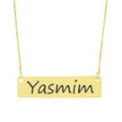 Colar Nome Personalizado Chapinha Gravação Yasmim Banhado Ouro 18K - 999004481
