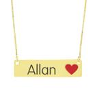 Colar Nome Personalizado Coração Resinado Allan Banhado Ouro 18K -999001004