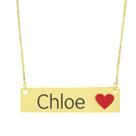 Colar Nome Personalizado Coração Resinado Chloe Banhado Ouro 18K - 999001265