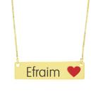 Colar Nome Personalizado Coração Resinado Efraim Banhado Ouro 18K - 999001023