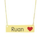 Colar Nome Personalizado Coração Resinado Ruan Banhado Ouro 18K - 999001120