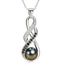 Colar NONNYL Tahitian Black Pearl 9-10mm em prata esterlina
