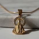 Colar nossa senhora aparecida - aço inoxidavel dourado cravejado em zirconias