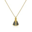 Colar Nossa Senhora Aparecida Manto Azul Banhado Ouro 18k Presente Aniversario Mae Mulher Namorada