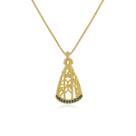 Colar Nossa Senhora Aparecida Pedras Zircônias Azuis Banhado Ouro 18k Presente Aniversario Mae Mulher Namorada