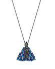 COLAR NOSSA SENHORA COM CRAVAÇÃO AZUL BANHADA A RÓDIO NEGRO - Joia Elegante COLAR NOSSA SENHORA COM CRAVAÇÃO AZUL BANHADA A RÓDIO NEGRO - Joia Elegante