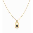 Colar Nossa Senhora Quadrado Cravejado Zirconia Feminino Banhado a Ouro 18k