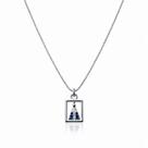 Colar Nossa Senhora Quadrado Cravejado Zirconia Feminino Banhado a Prata 925