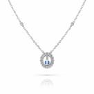 Colar Nossa Senhora Redondo Cravejado Zirconia Feminino Banhado a Prata 925