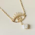 Colar Olho Grego Dourado com Pedras Colar Olho Grego Dourado com Pedras