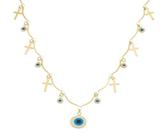 Colar Olhos Gregos e Cruzes Banhado em Ouro 18K