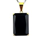Colar Onix Preto Facetado Manual Garra Dourado