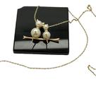 Colar Ouro 18k Gato casal Sentados com Perolas e Corrente K220 Colar Ouro 18k Gato casal Sentados com Perolas e Corrente K220