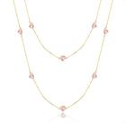Colar Ouro 18k Pedras 5mm Corações De Zircônias - 50cm