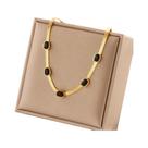 Colar Oval Preto Com Pedra Para Mulheres, Cadeia De Cobra Em Aço Inoxidável 316L, Joias Para Festas Colar Oval Preto Com Pedra Para Mulheres, Cadeia De Cobra Em Aço Inoxidável 316L, Joias Para Festas