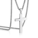 Colar P. BLAKE Silver Cross para homens e meninos em aço inoxidável