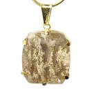 Colar Pedra Cristal Lodolita Baguette Garra Dourada