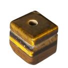 Colar Pedra Cubo Olho de Tigre Difusor Aromaterapia Ranhurado