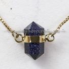 Colar Pedra Estrela Micro Bi Ponta Sextavado Envolto Dourado