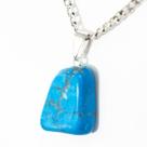 Colar Pedra Natural Howlita Azul Rolado Pino Prateado