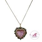 Colar pedra rosa semi jóia