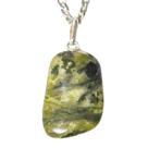 Colar Pedra Serpentinita Natural Montagem Pino Prata 950