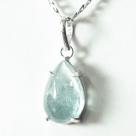 Colar Pedra Topazio Azul Gota Natural na Garra Prata 950