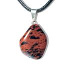 Colar Pedrinha Obsidiana Mahogany Rolado Montagem Prateado Colar Pedrinha Obsidiana Mahogany Rolado Montagem Prateado