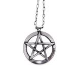 Colar Pentagrama Magia Bruxas Níquel 3,5cm corrente 65cm