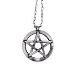 Colar Pentagrama Magia Bruxas Níquel 3,5cm corrente 65cm