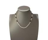 Colar Pérola Água Doce detalhes pedra onix Fecho Prata 925