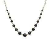 Colar Pérola Água Doce pedra onix degrade 53cm Prata 925