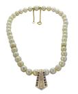 Colar Perolas Pingente Safiras e 38 Pontos Diamante Ouro 18K