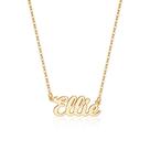 Colar Personalizado Ursteel Ellie com Nome, Placa de Nome Personalizada Banhada a Ouro 14K para Mulheres