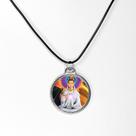 Colar pingente arte deusa Kuan yin amuleto resinado