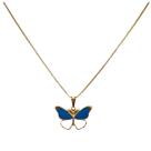 Colar Pingente Borboleta Azul Mar Folheado Ouro 18k Antialérgico