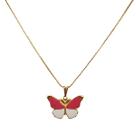 Colar Pingente Borboleta Rosa Bebê Folheado Ouro 18k Antialérgico