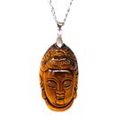 Colar Pingente Buda Tibetano Pedra Natural Olho De Tigre