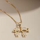 Colar Pingente Casal de Filhos cravejados (Filhos), Semijoia, Ouro 18K