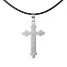Colar Pingente Cruz Escrita Pai Nosso Masculino Aço Inox
